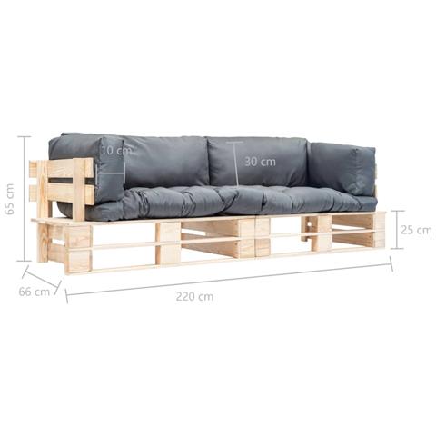 Lusso Casadino -  Set Divani Giardino Pallet 2pz Con Cuscini Grigi Legno Di Pino - Foto 5