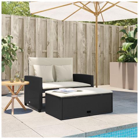 Divano Da Giardino Con Cuscini A 2 Posti Nero In Polyrattan - Foto 2