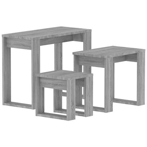 Tavolini Impilabili 3 Pz Grigio Sonoma In Legno Multistrato - Foto 1