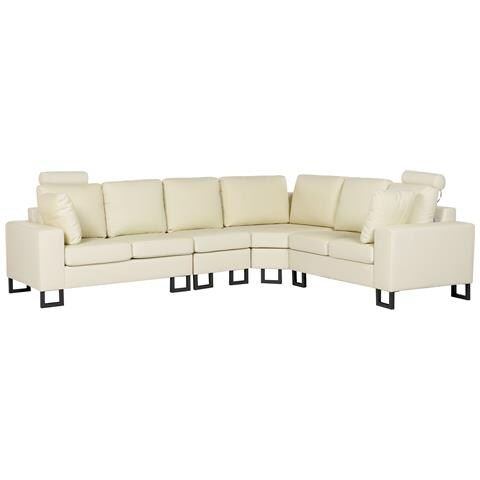 Divano Angolare 6 Posti Stockholm Pelle Naturale Beige Chiaro Lato Sinistro - Foto 2