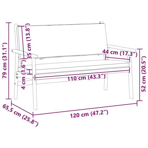 Panchina da giardino  con cuscini in legno massello di acacia - Foto 7