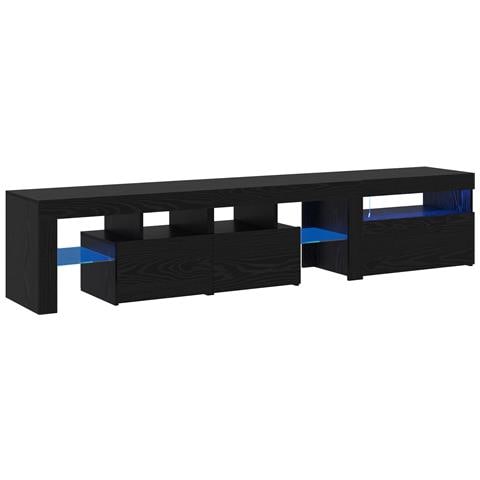 Mobile TV  2 pcs con luci LED rovere nero legno ingegnerizzato, Mobile TV in rovere nero  con luci LED, 60x35x40 cm, fatto in legno ingegnerizzato - Foto 1