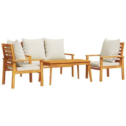 Set Salotto da Giardino 4pz con Cuscini Legno Massello Acacia - Foto 1