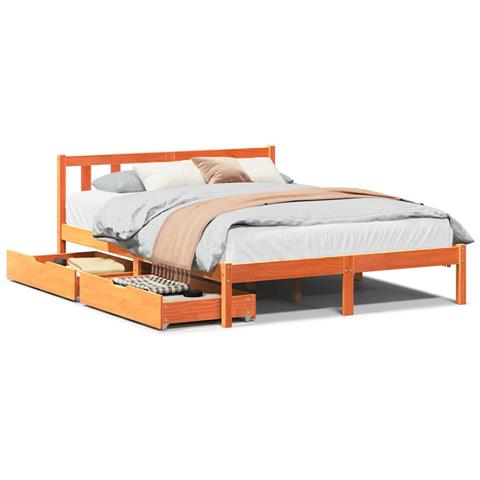 Giroletto senza Materasso Marrone Cera 140x200cm Massello Pino - Foto 1