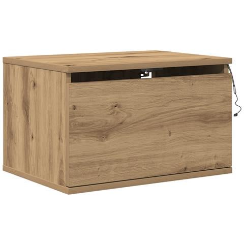 Comodino  con LED montato a parete in rovere artigianale 50x36x30 cm - Foto 1