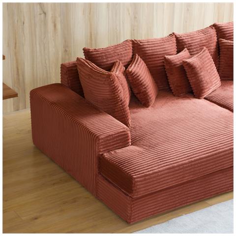 Cardiff Divano 4 Posti Deep Seat In Velluto A Coste Terracotta - Foto 2