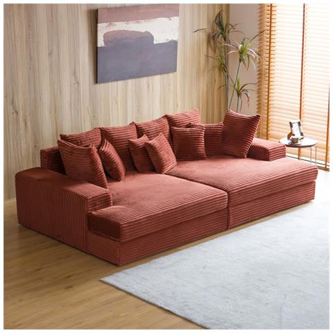 Cardiff Divano 4 Posti Deep Seat In Velluto A Coste Terracotta - Foto 1