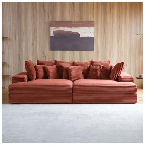 Cardiff Divano 4 Posti Deep Seat In Velluto A Coste Terracotta - Foto 5