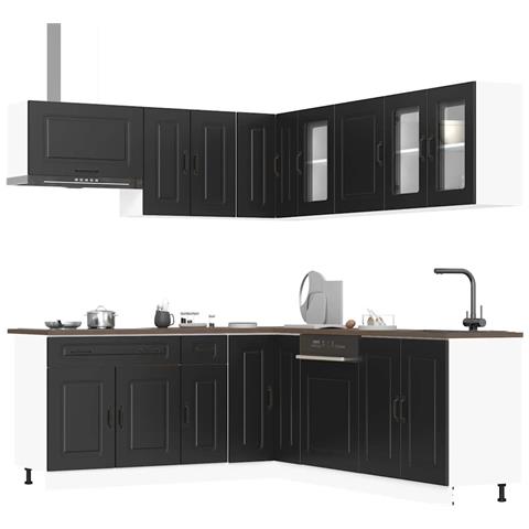 Set Mobili da Cucina 11 pz Kalmar Neri Legno Multistrato - Foto 2