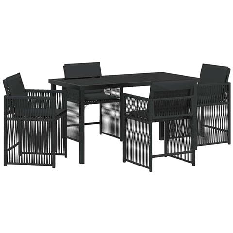 Set da Pranzo per Giardino 5 pcs Nero polyrattan - Foto 1