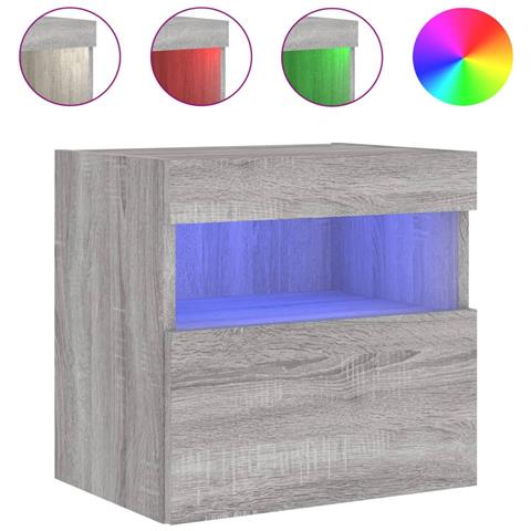 Mobile TV a Parete con Luci LED Grigio Sonoma 40x30x40 cm - Foto 1