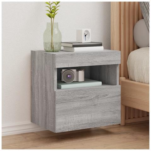 Mobile TV a Parete con Luci LED Grigio Sonoma 40x30x40 cm - Foto 2