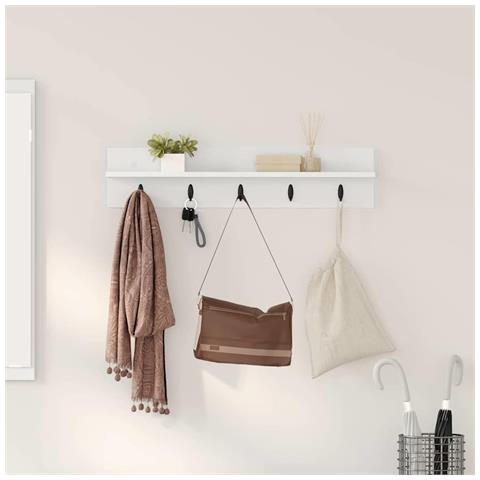 Appendiabiti a muro Bianco 80 x 10.5 x 18 cm Legno multistrato - Foto 2