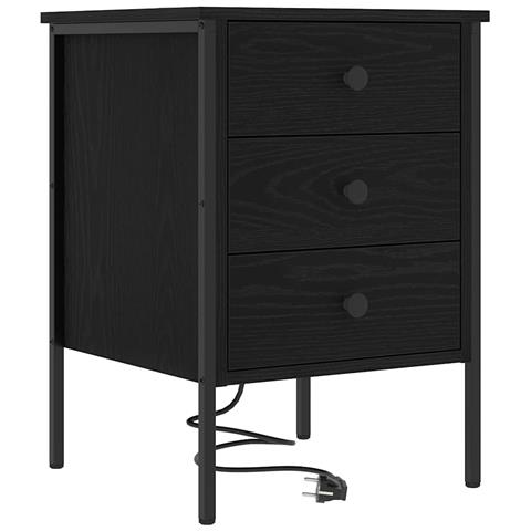 Armadio da Notte Rovere nero 42 x 41 x 61 cm Legno multistrato - Foto 1