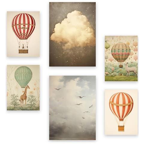 Set Di 6 Stampe Stampe Decorative Estetiche Con Palloncini Volanti All'asilo Per Il Tuo Soggiorno, Camera Da Letto E Casa A3 & A4 Senza Cornice - Foto 1