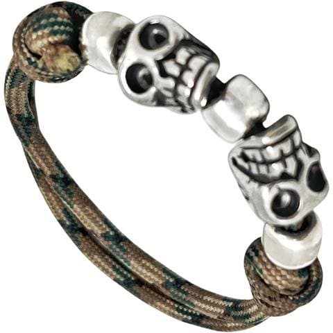 Bracciale Doppio Paracord Teschio Color Cachi - Foto 1
