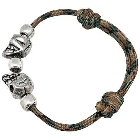 Bracciale Doppio Paracord Teschio Color Cachi - Foto 2