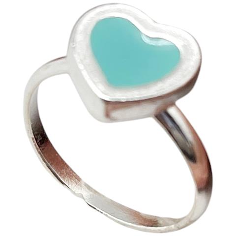 Bracciale E Anello A Forma Di Cuore In Argento 10µ Azzurro Cielo - Foto 2