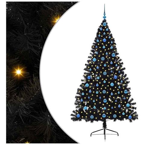Albero di Natale artificiale con luci integrate Nero 210 cm PVC - Foto 1