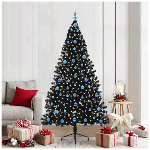 Albero di Natale artificiale con luci integrate Nero 210 cm PVC - Foto 2