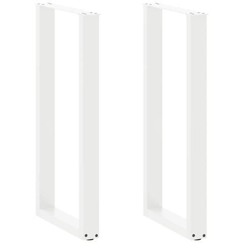 Gambe per tavolo da bar a forma di U 2 pz bianche 40x(100-101) cm in acciaio - Foto 1