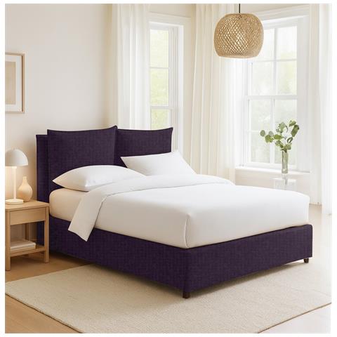 Diamante - Letto Piazza E Mezza Sfoderabile, Viola - Foto 4