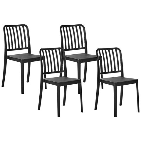 Set Di 4 Sedie Da Giardino Sersale Materiale Sintetico Nero - Foto 2