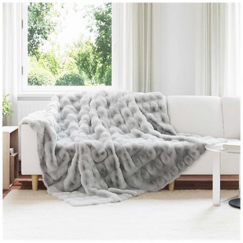 Coperta antiscivolo in finta di coniglio Olite Grigio - Foto 2