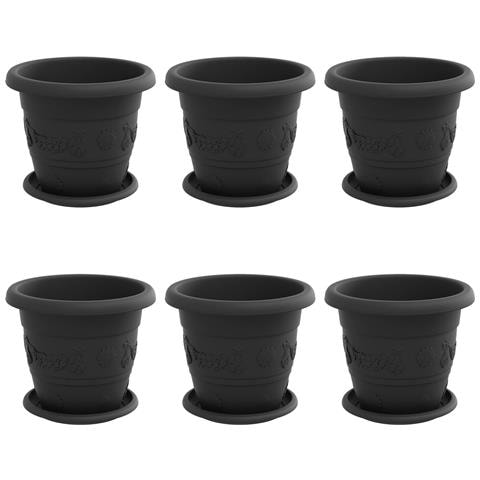 Vasi per Piante 6 pcs Nero Ø 26 x 21.5 cm Plastica - Foto 1