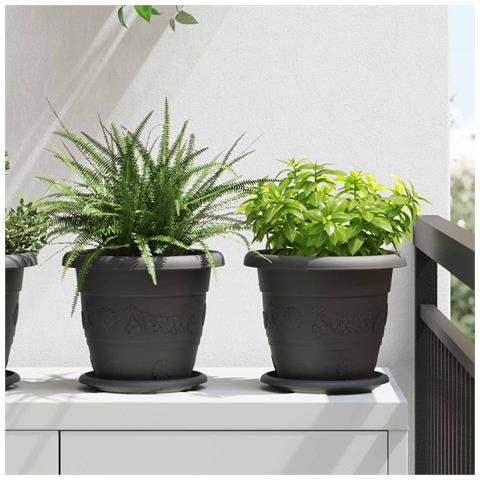 Vasi per Piante 6 pcs Nero Ø 26 x 21.5 cm Plastica - Foto 2