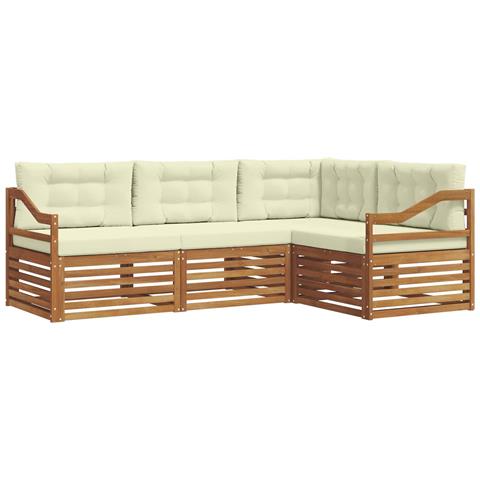 Set di divani da esterno con cuscino 4 pcs Naturale e Crema - Foto 1