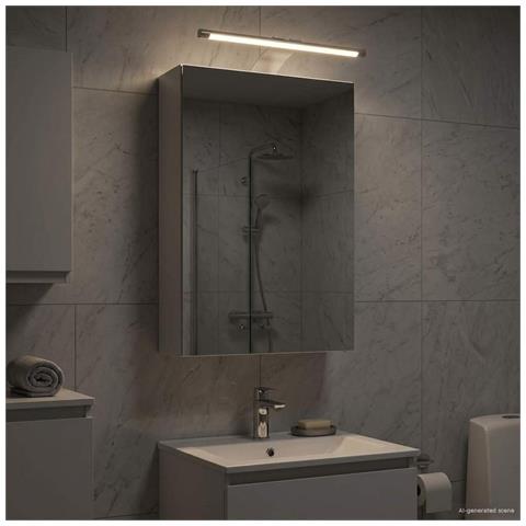 Mobiletto per specchio da bagno Bianco 30 x 10,5 x 50 cm - Foto 2