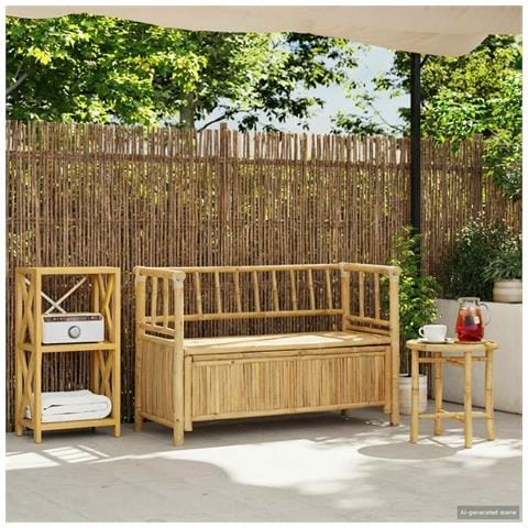 Panca da Giardino con Contenitore 110 x 47 x 80 cm Bambù - Foto 2
