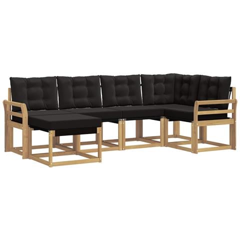 Set di divani da esterno con cuscino 6 pcs Bianco e Nero - Foto 1