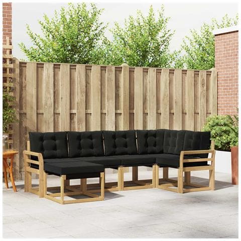Set di divani da esterno con cuscino 6 pcs Bianco e Nero - Foto 2