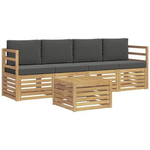 Set di divani da esterno 5 pcs Bianco e Antracite Poliestere - Foto 1