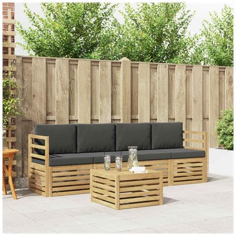 Set di divani da esterno 5 pcs Bianco e Antracite Poliestere - Foto 2