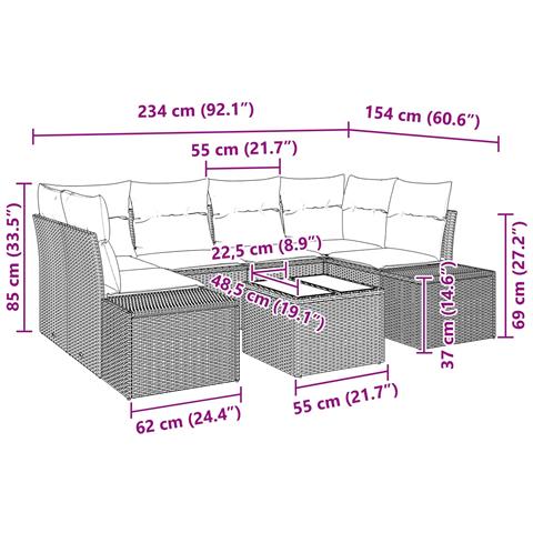 Set Divano da Giardino 7 pz Nero polyrattan - Foto 2