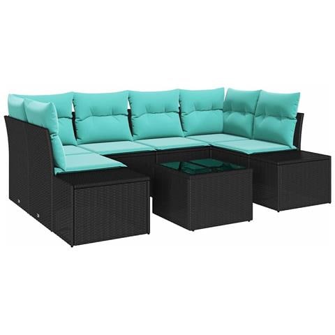 Set Divano da Giardino 7 pz Nero polyrattan - Foto 1