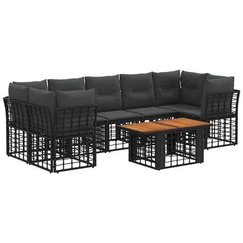 Set Divano da Giardino 8 pz Nero e Grigio scuro polyrattan - Foto 1