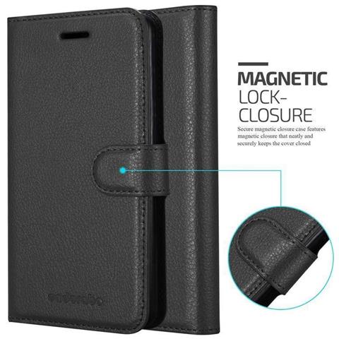 Custodia Compatibile Con Sony Xperia Xz1 In Nero Carbone - Coperchio Protettiva Con Chiusura Magnetica, Funzione Stand E Tasca Per Le Carte - Foto 7