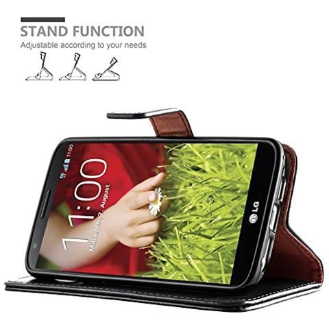 Custodia Compatibile Con Lg G2 In Nero Grafite - Coperchio Protettiva Con Chiusura Magnetica, Funzione Stand E Tasca Per Le Carte - Foto 2