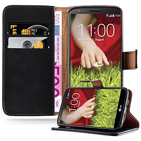 Custodia Compatibile Con Lg G2 In Nero Grafite - Coperchio Protettiva Con Chiusura Magnetica, Funzione Stand E Tasca Per Le Carte - Foto 1