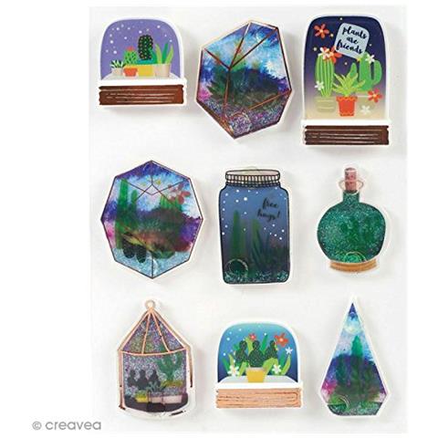 9 Adesivi 3d - Succulenti In Vasetti - Foto 2