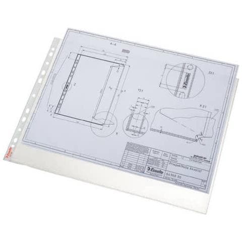 Buste A Perforazione Universale Esselte Deluxe Goffrate Antiriflesso Trasparente 42x30 Cm Conf. 50 - 55230 - Foto 1