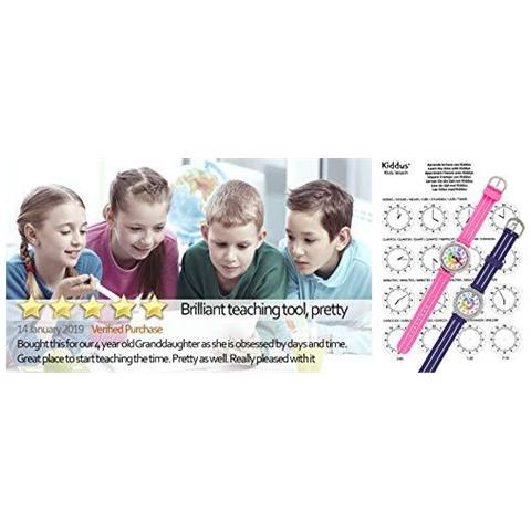 Educativo Guarda Bambini Per I Bambini Ragazzi E Ragazze. Analogico Tempo Maestro Orologio Da Polso Con Esercizi Movimento Al Quarzo Giapponese Facile Da Leggere E Imparare Il Tempo. Maniglie Ki10308 Tt Inglese - Foto 2