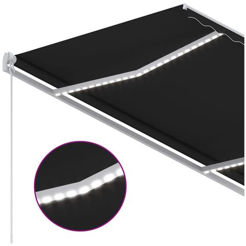 Tenda da Sole Retrattile Manuale con LED 300x250 cm Antracite - Foto 7