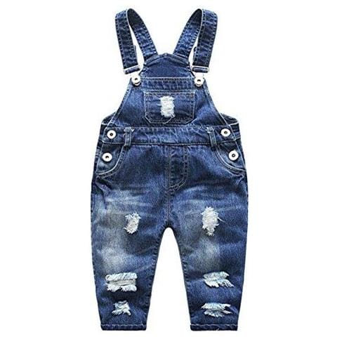Bambino Little Ragazzi Ragazze Stone Washed Strappato Morbida Denim Tuta Blu 6-12 Mesi - Foto 1