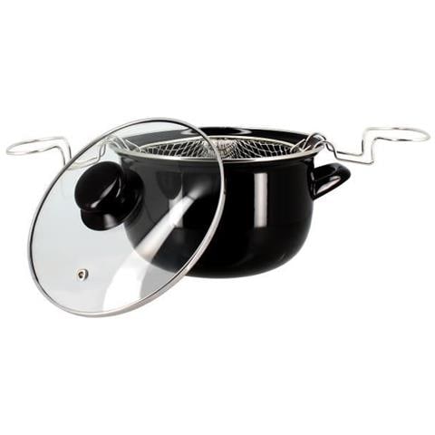 Friggitrice Email 20 Cm Nero Con Coperchio - Foto 1