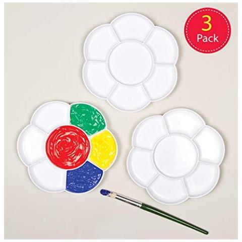 Af994 Fiore Vernice Palette Di Plastica Con 7 Wells Per La Pittura E Arti E Mestieri Progetti Per Bambini (confezione Da 3) Bianco 17 Centimetri - Foto 4